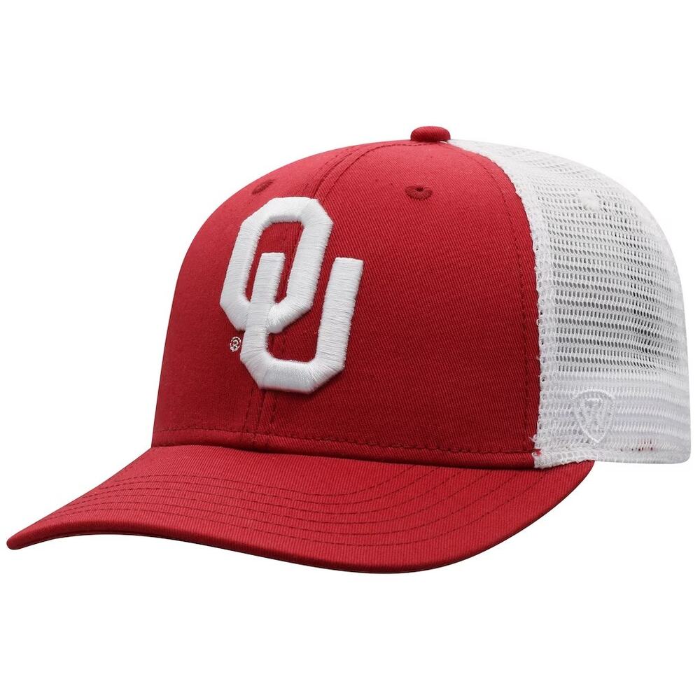 Top Of The World Snapback Hat Crimson/White Oklahoma Sooners Trucker - Picture 2 of 9